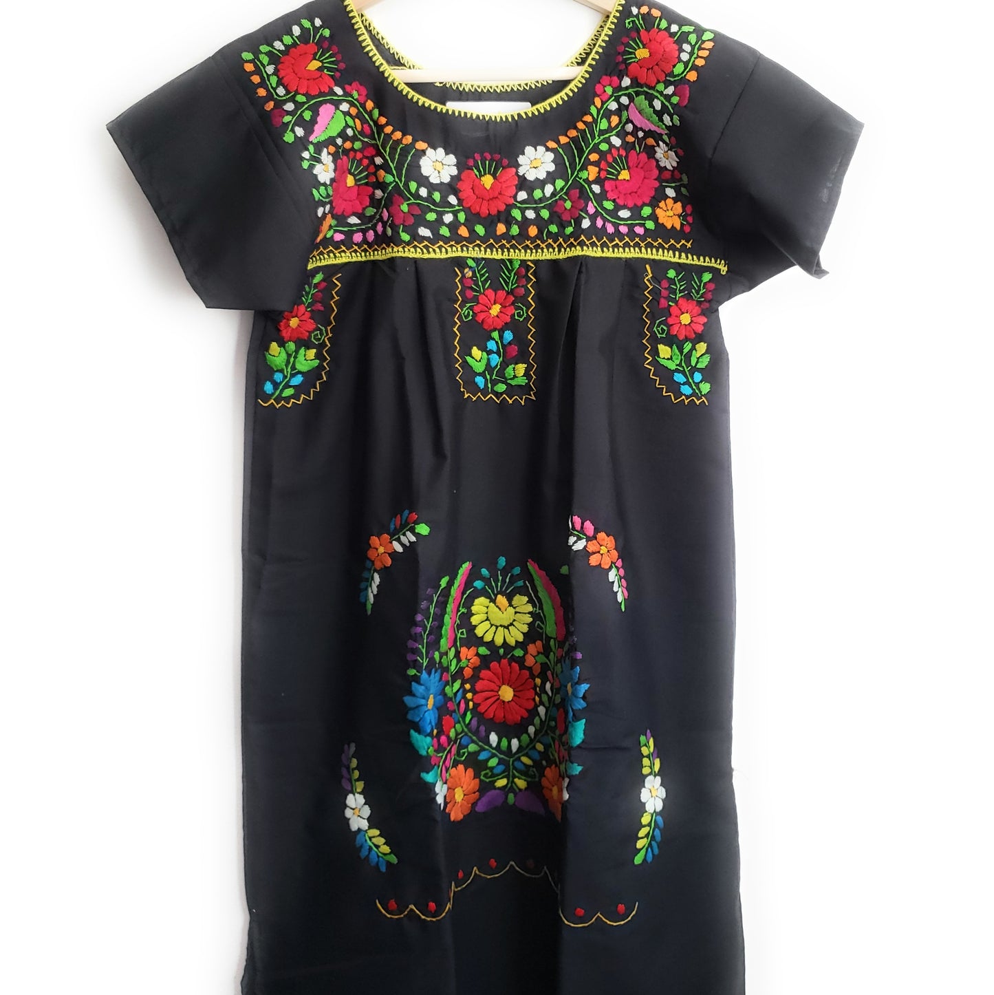 Peasant Hand Embroidered Floral Mexican Dress