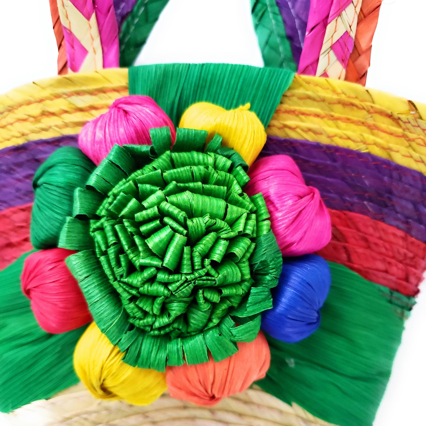Mexican Floral Palm Bag Handmade Candy Bag Flower Straw Bag