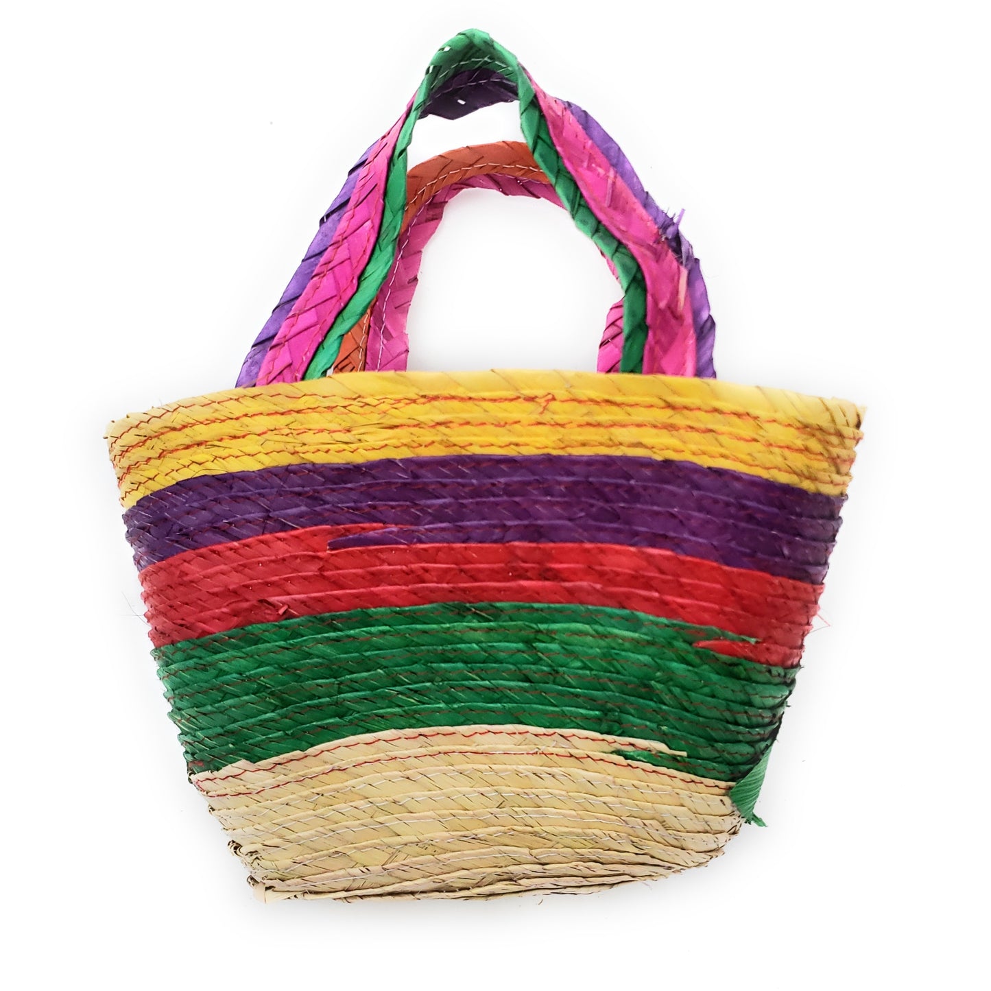 Mexican Floral Palm Bag Handmade Candy Bag Flower Straw Bag
