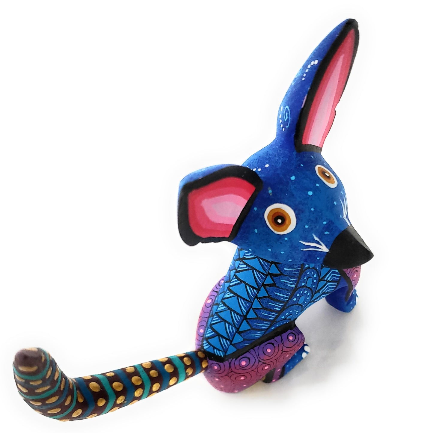 Chihuahua Dog Alebrije  Wood Carving Oaxacan Folk Art Blue