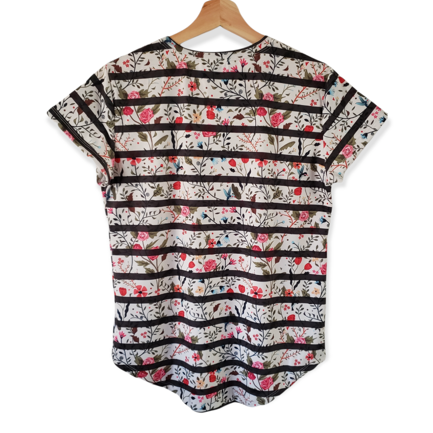 Frida Kahlo Floral Full Print Graphic Tee Mexican T-Shirt Striped