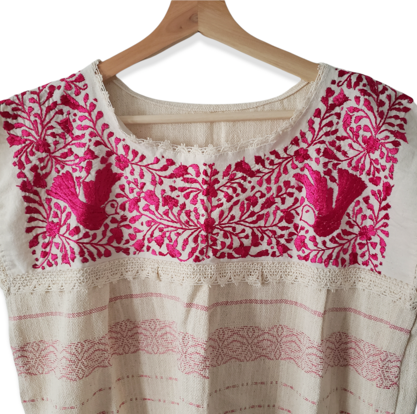 Handmade Woven Mexican Colorful Dove Bird Shirt from Oaxaca