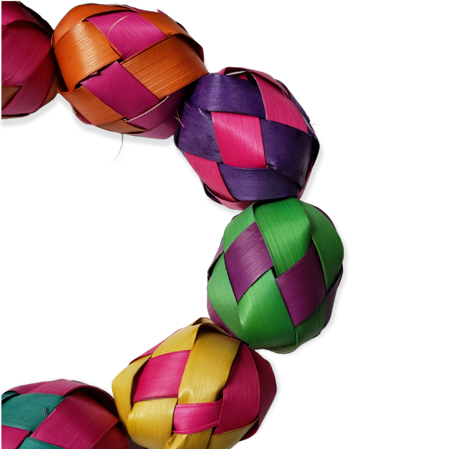Mexican Garland - Large Woven Palm Multicolor - 11 Feet Long