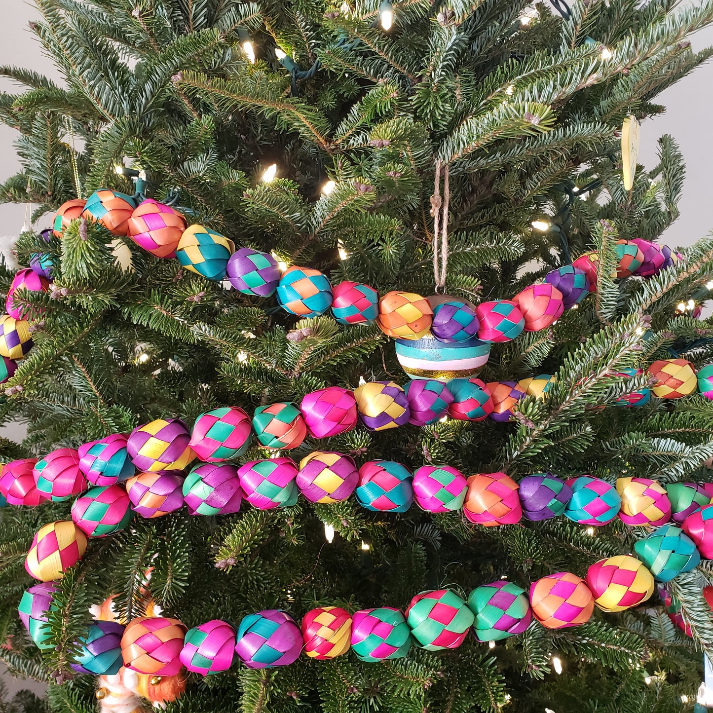 Mexican Garland - Large Woven Palm Multicolor - 11 Feet Long