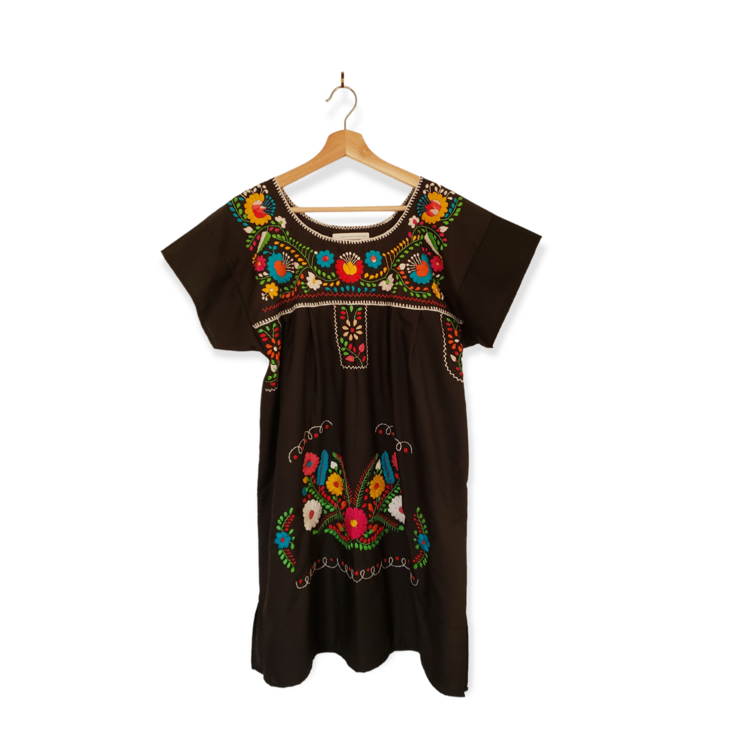 Peasant Hand Embroidered Floral Mexican Dress