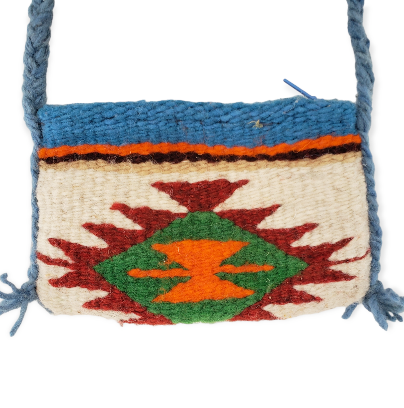 Mini Woven Bag Purse with Blue Strap
