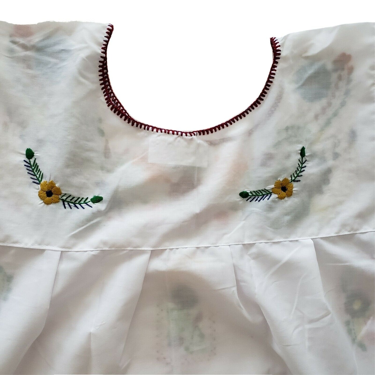 Peasant Hand Embroidered Floral Mexican Dress - The Little Pueblo