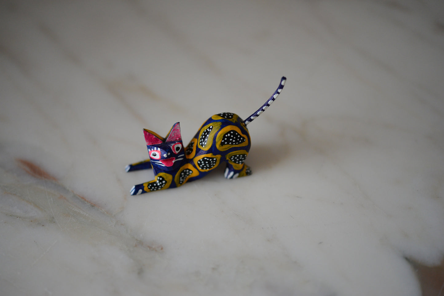 Oaxacan Alebrije Cat Mini Wood Carving Mexican Hand Painted - The Little Pueblo