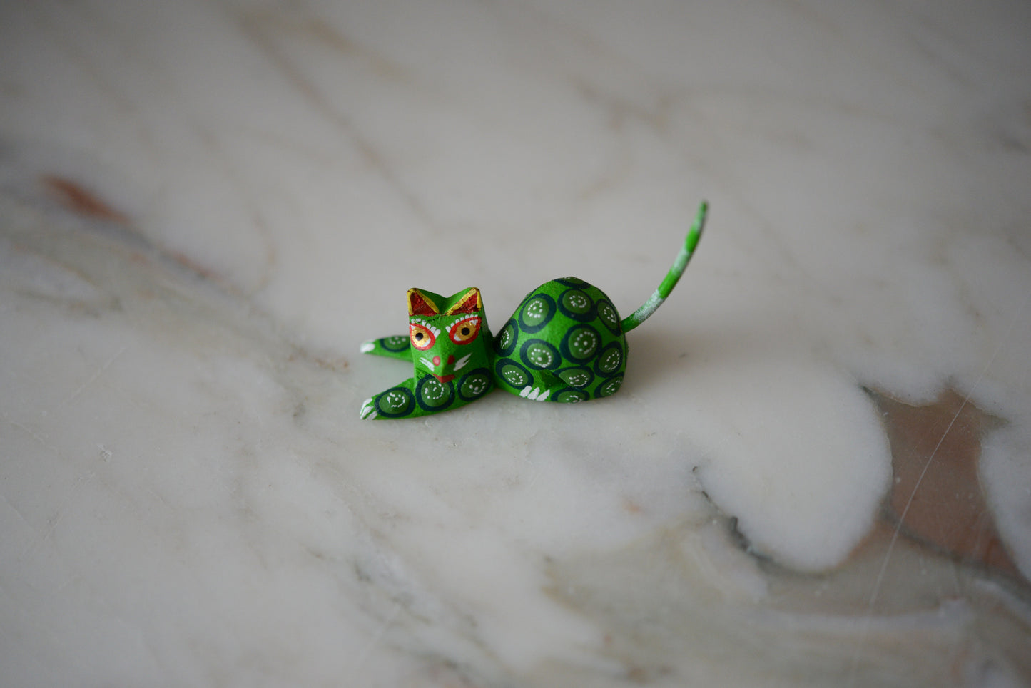 Oaxacan Alebrije Cat Mini Wood Carving Mexican Hand Painted - The Little Pueblo