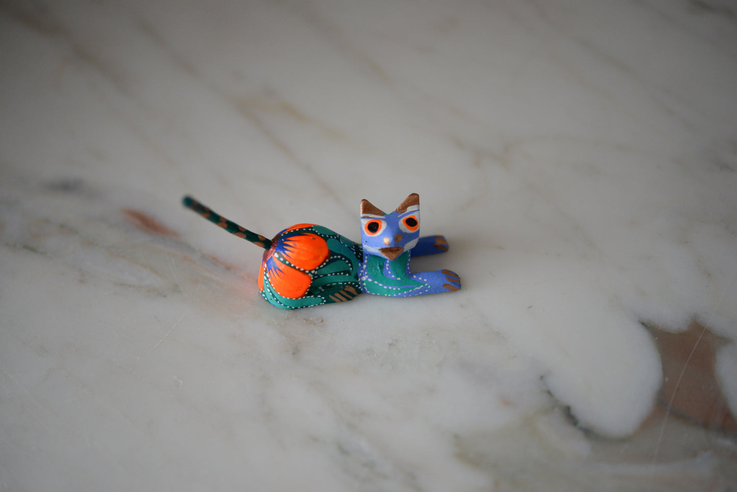 Oaxacan Alebrije Cat Mini Wood Carving Mexican Hand Painted - The Little Pueblo