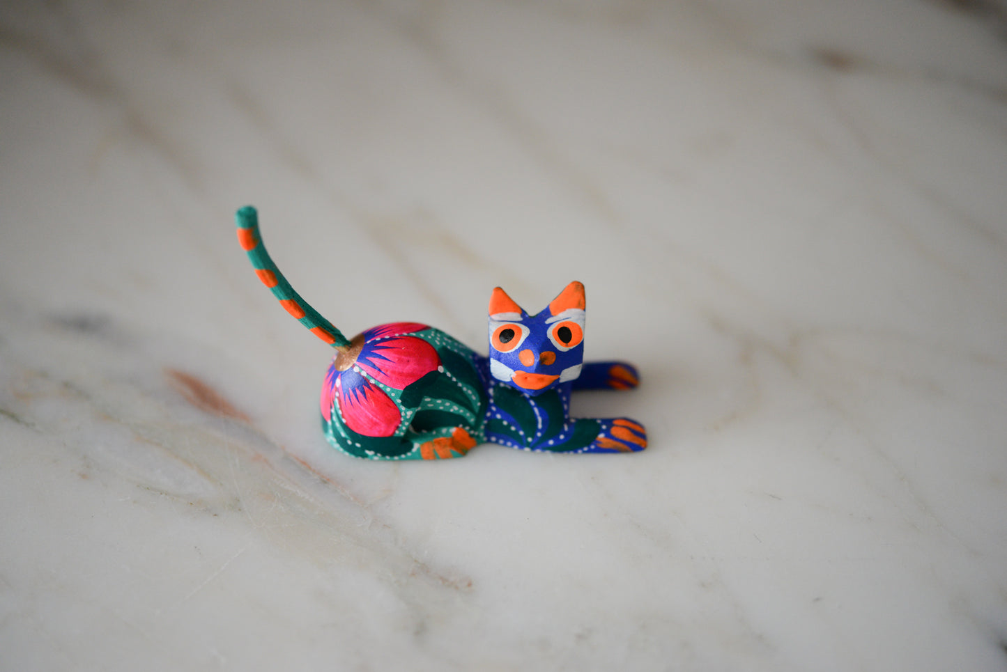 Oaxacan Alebrije Cat Mini Wood Carving Mexican Hand Painted - The Little Pueblo