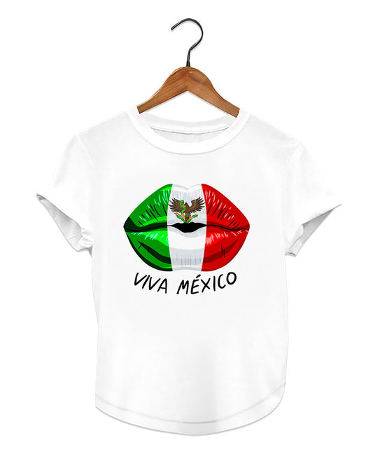 Viva Mexico Flag Lips Graphic T-Shirt