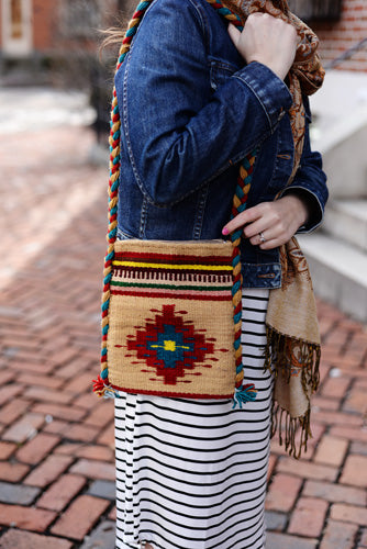 Mexican Shoulder Bag Zapotec Woven Wool Purse Oaxaca Handmade - The Little Pueblo