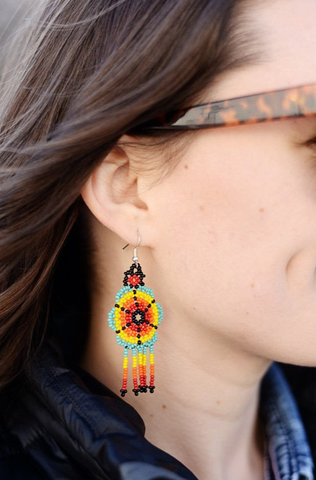 Mexican Beaded Earrings Huichol – The Little Pueblo