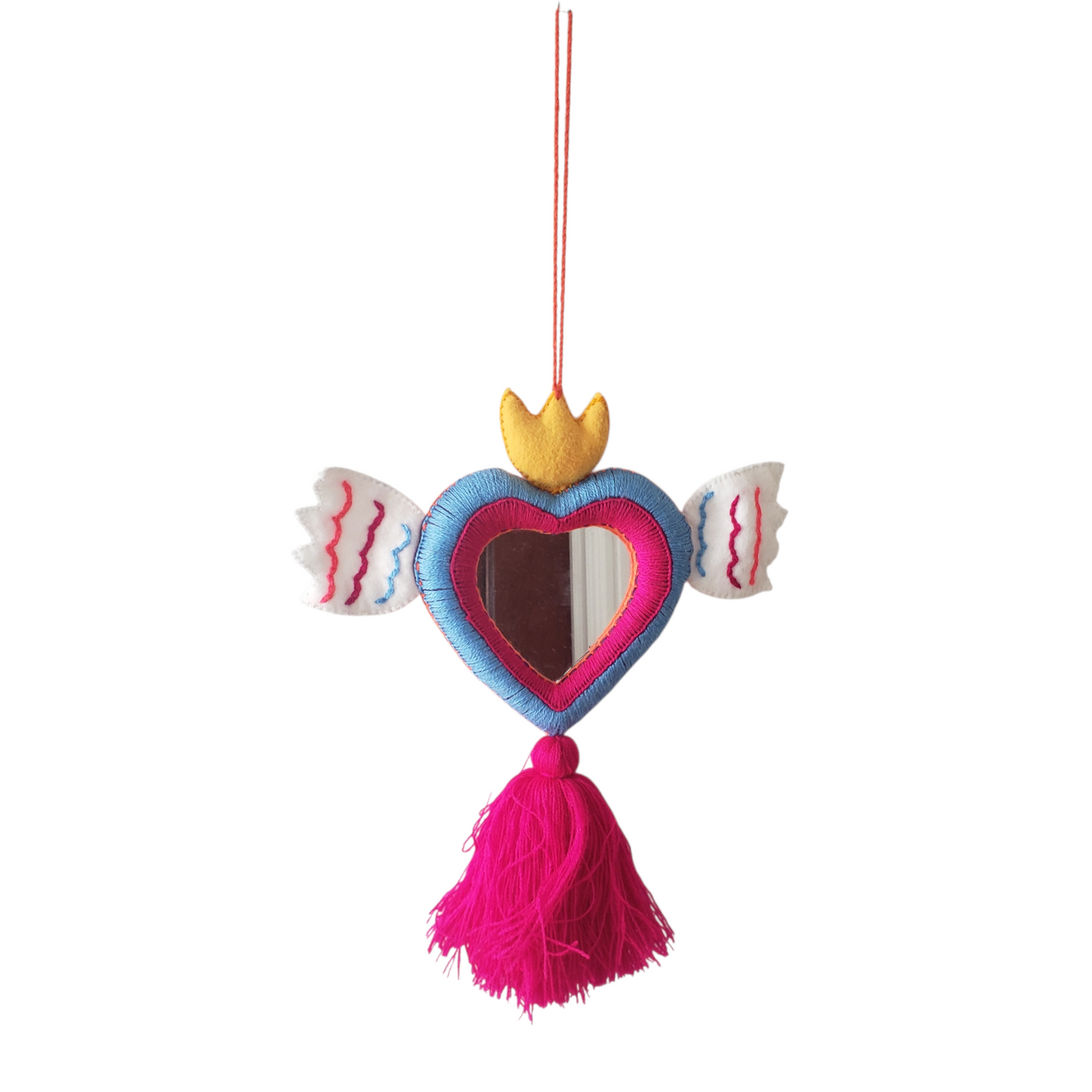 Milagros Heart Felt Mirror from Mexico