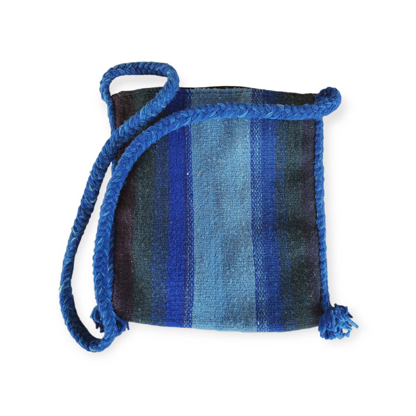Mexican Zapotec Woven Wool Blue Bag Purse Oaxaca Handmade