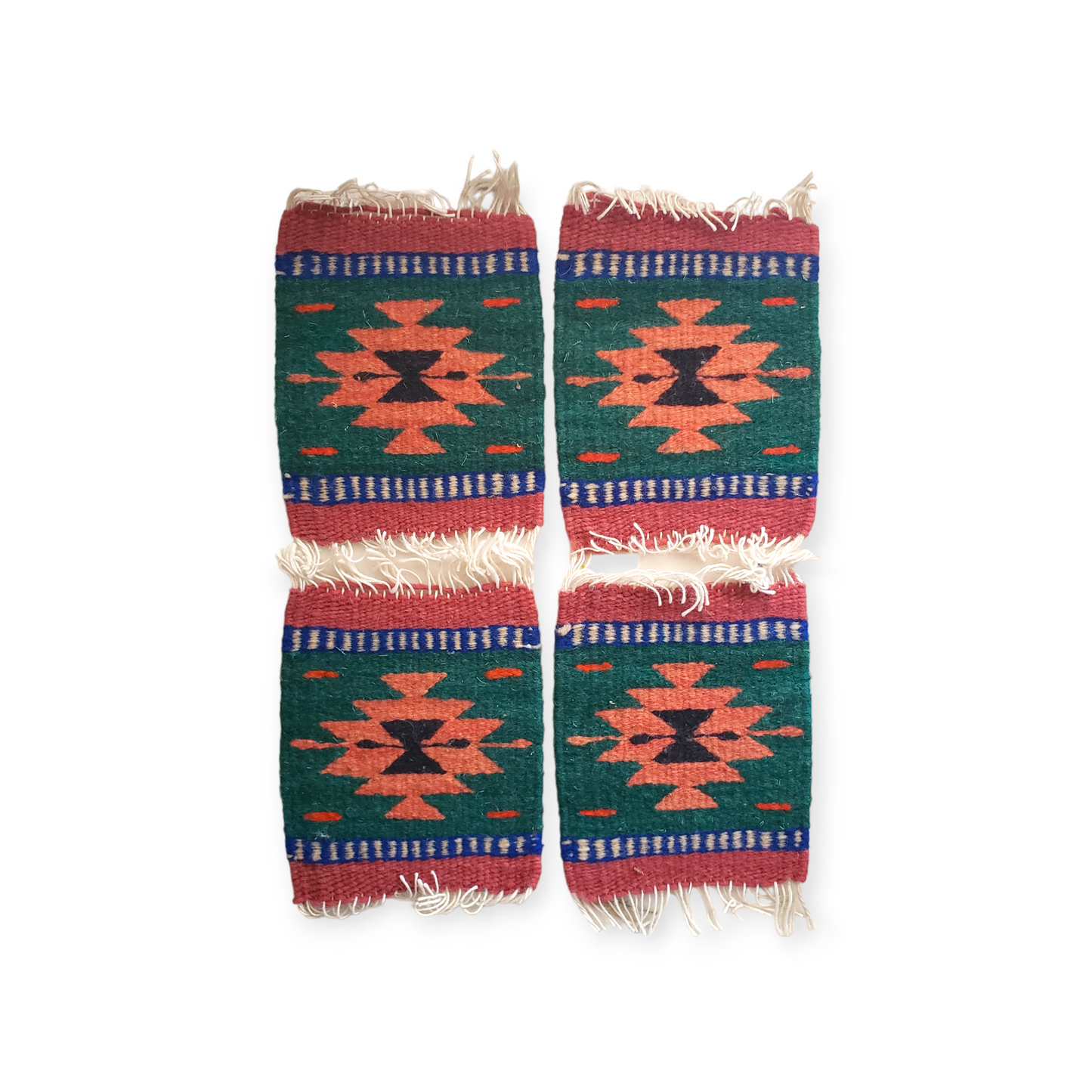 Set of 4 Coasters Zapotec Wool Hand Woven