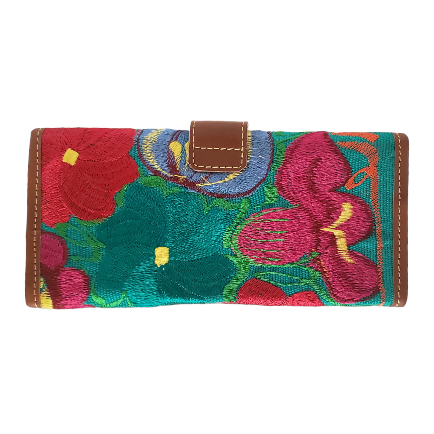 Handmade Embroidered Floral Wallet from Oaxaca
