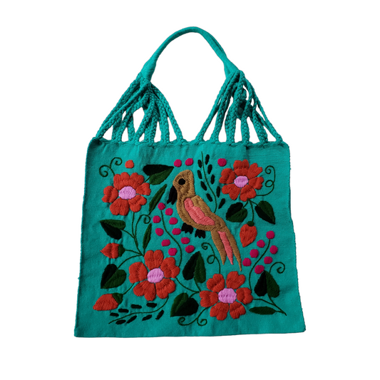 Embroidered Mexican Woven Tote Bag