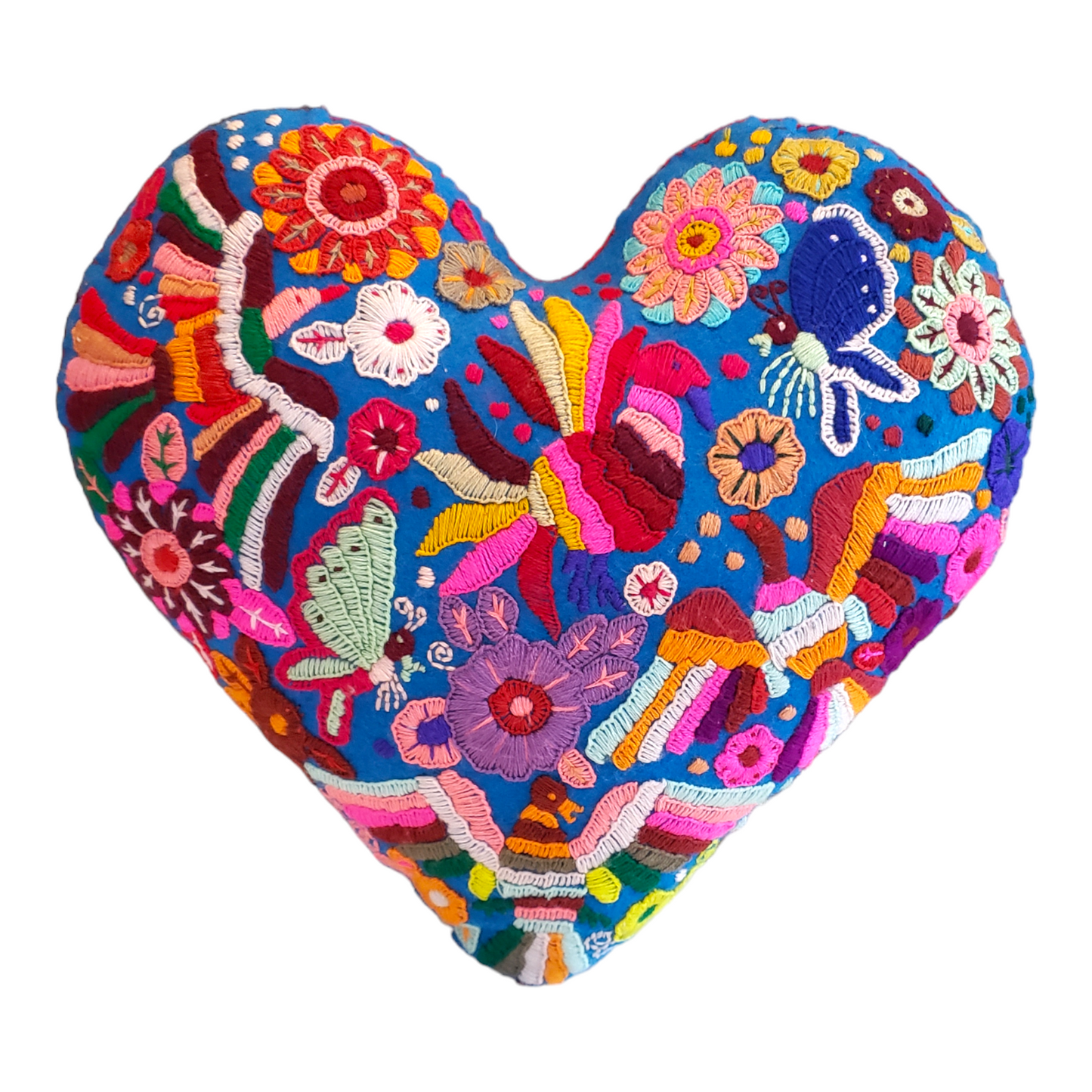Large Heart Felt Embroidered Pillow