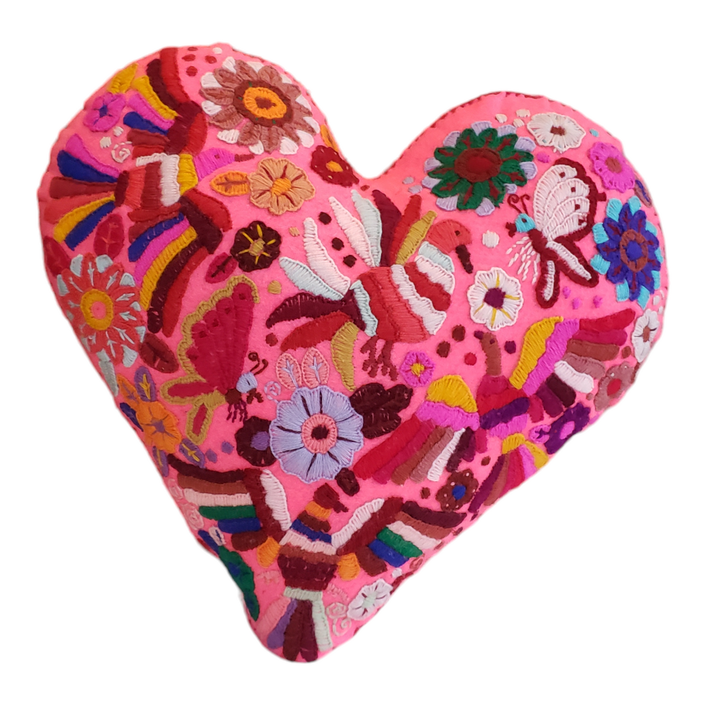 Large Heart Felt Embroidered Pillow