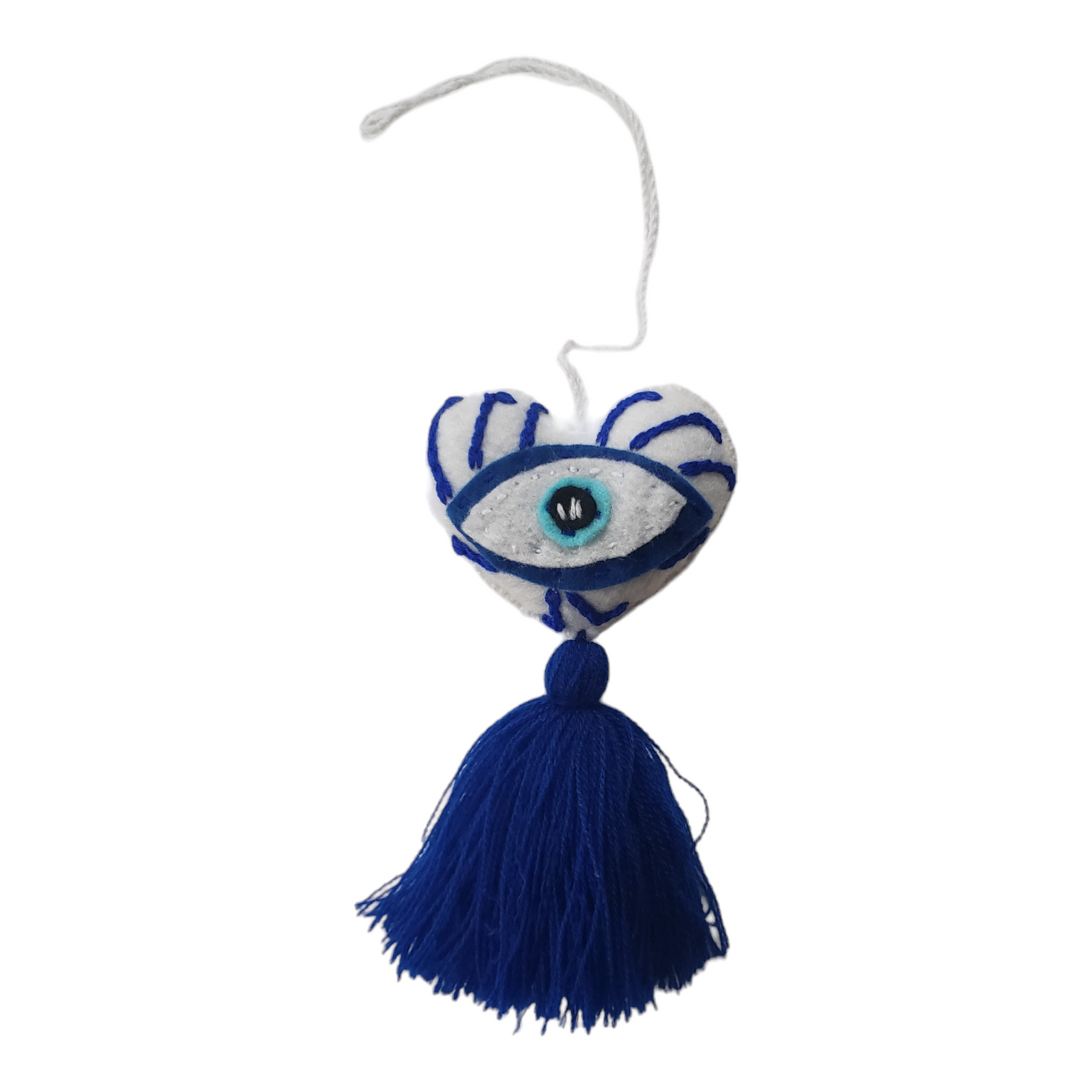 Evil Eye Embroidered Heart Ornament