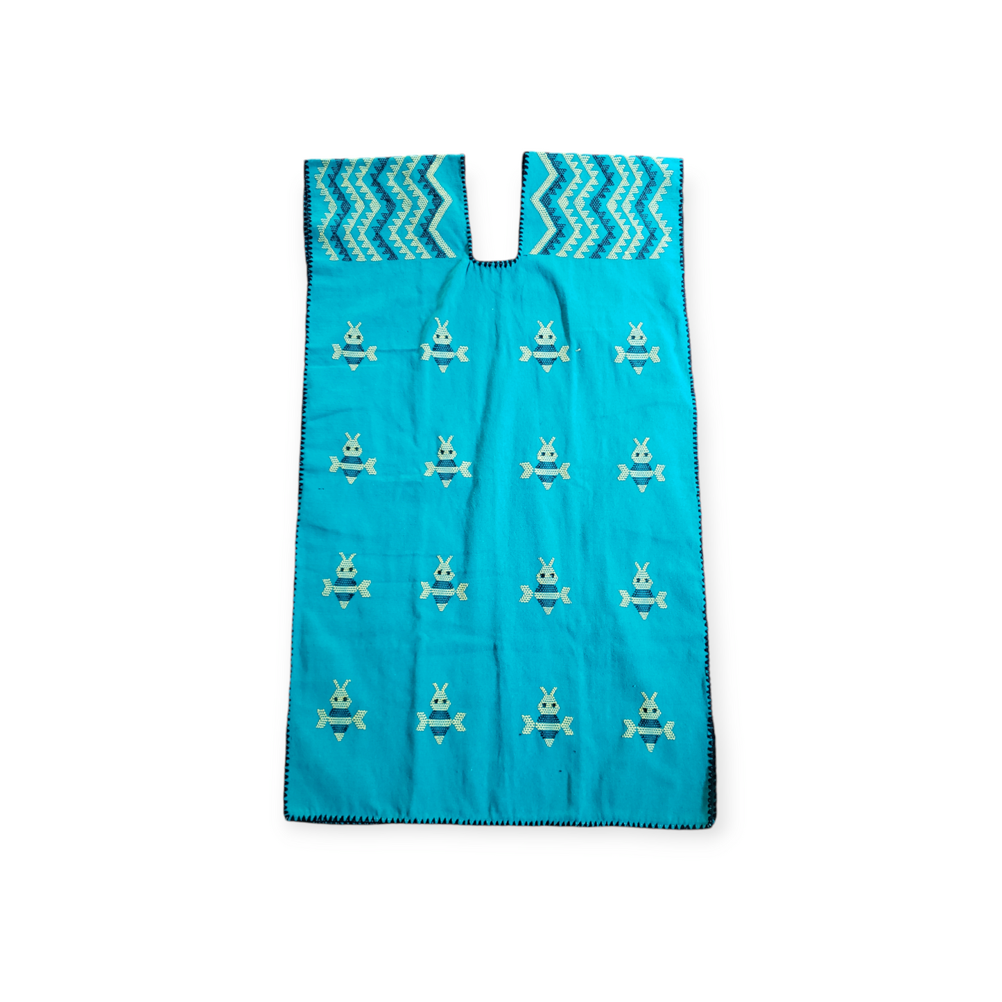 San Juan Colorado Huipil Dress - Blue with Bees