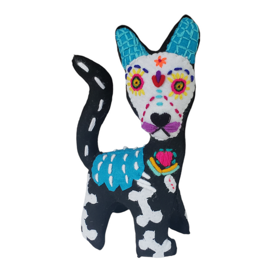 Dia de Muertos Felt Skeleton Sugar Skull Dog