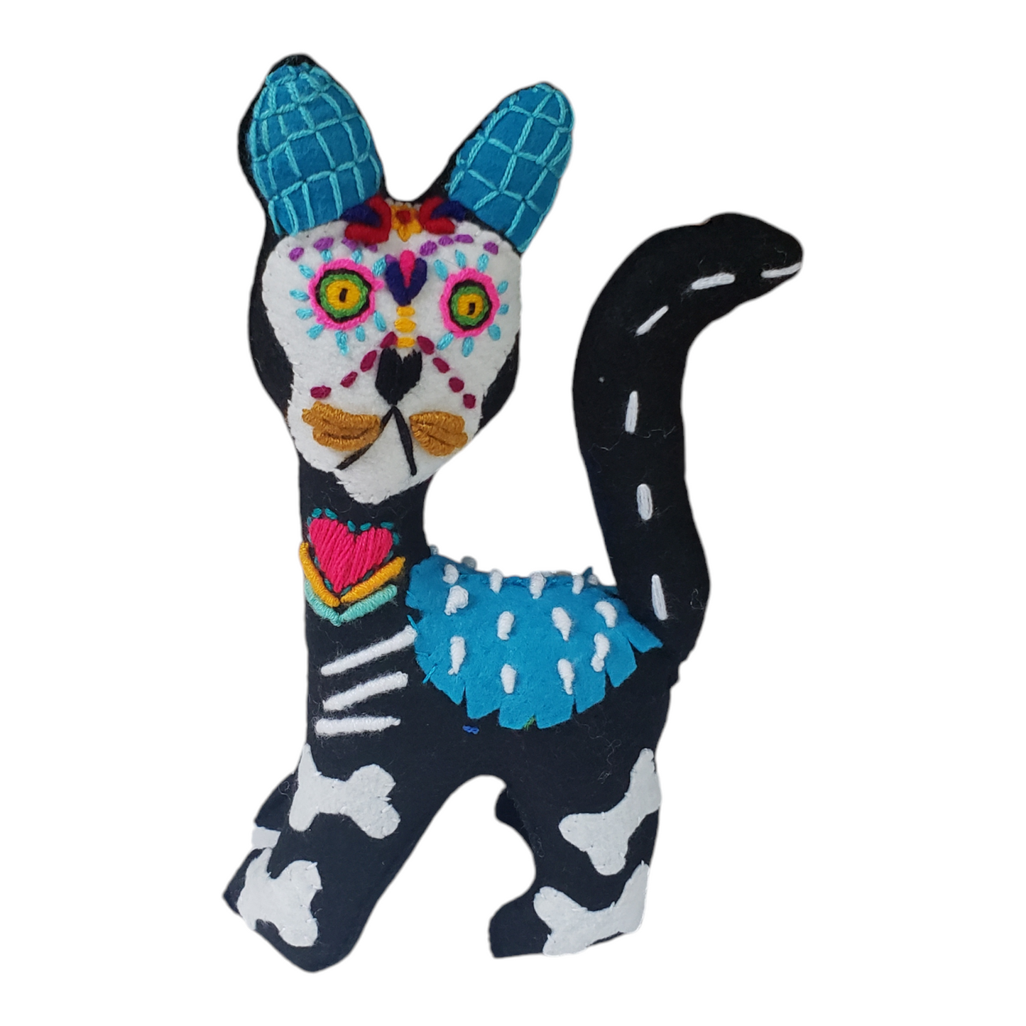 Dia de Muertos Felt Skeleton Sugar Skull Dog