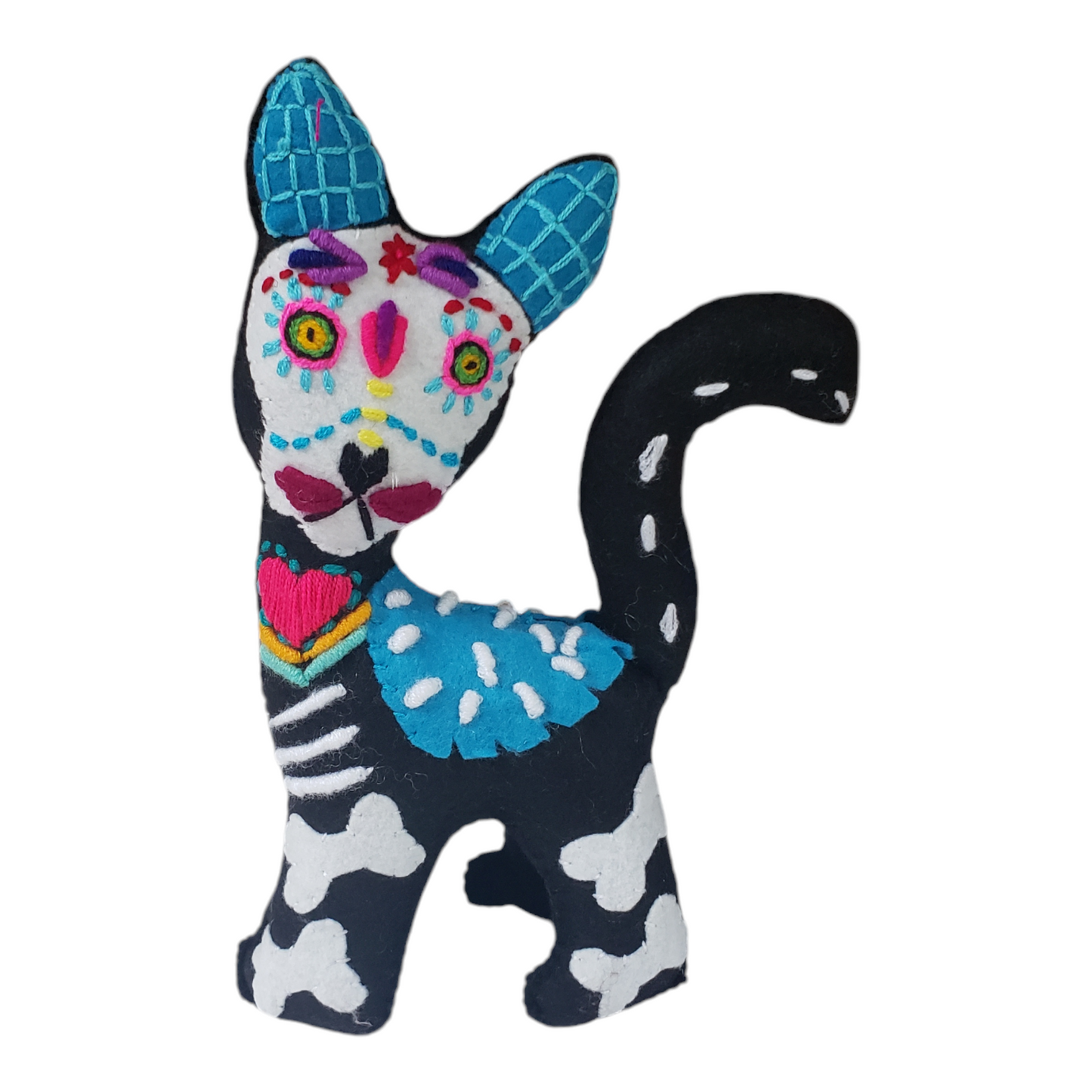 Dia de Muertos Felt Skeleton Sugar Skull Dog