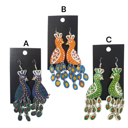 Peacock Earrings from Oaxaca