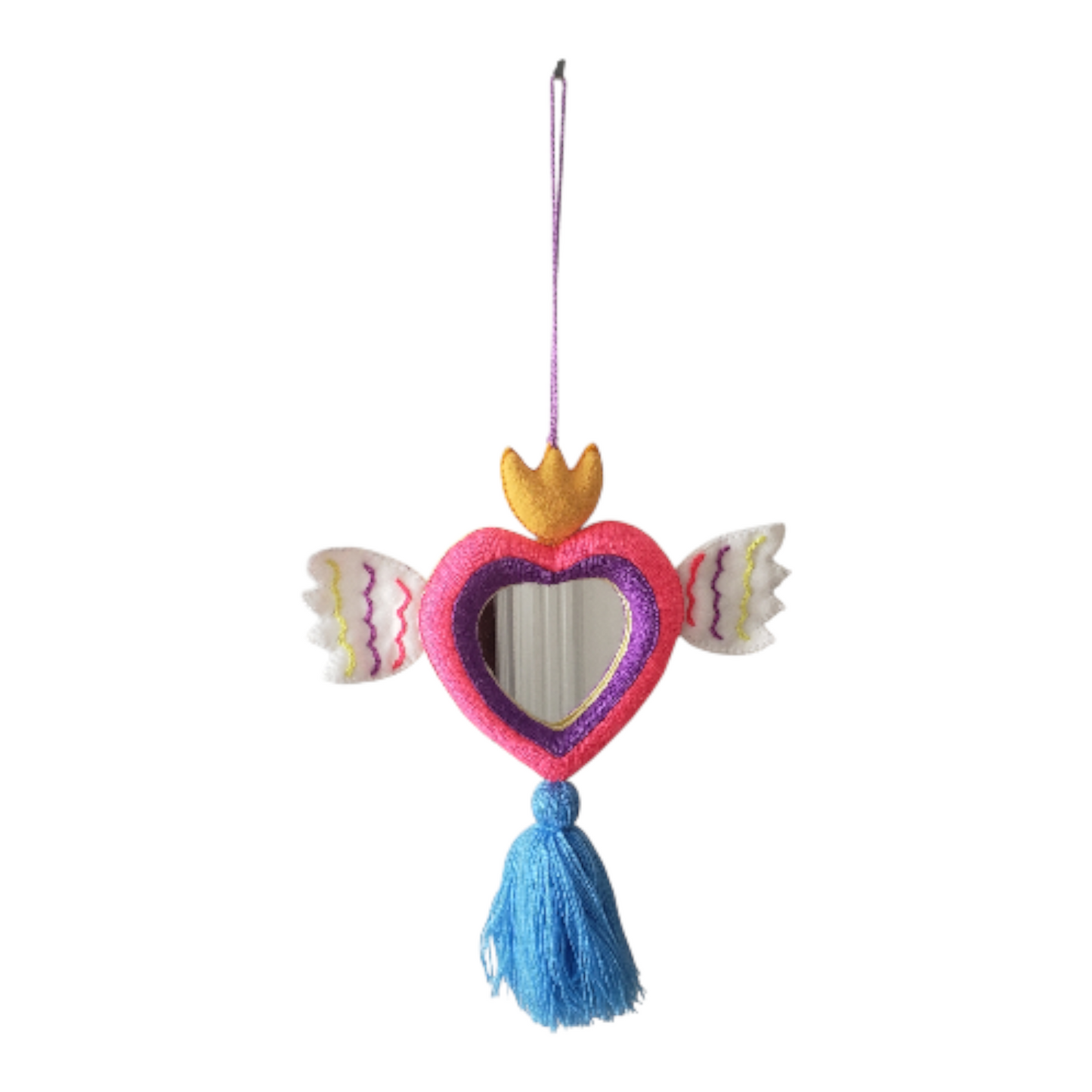 Milagros Heart Felt Mirror from Mexico
