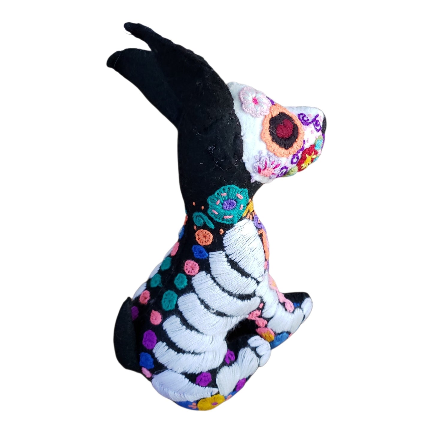 Dia de Muertos Felt Skeleton Sugar Skull Dog Xoloitzcuintli