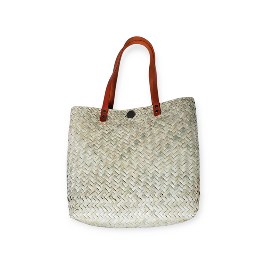 Palm Tote Bag with Leather Strap from Mexico