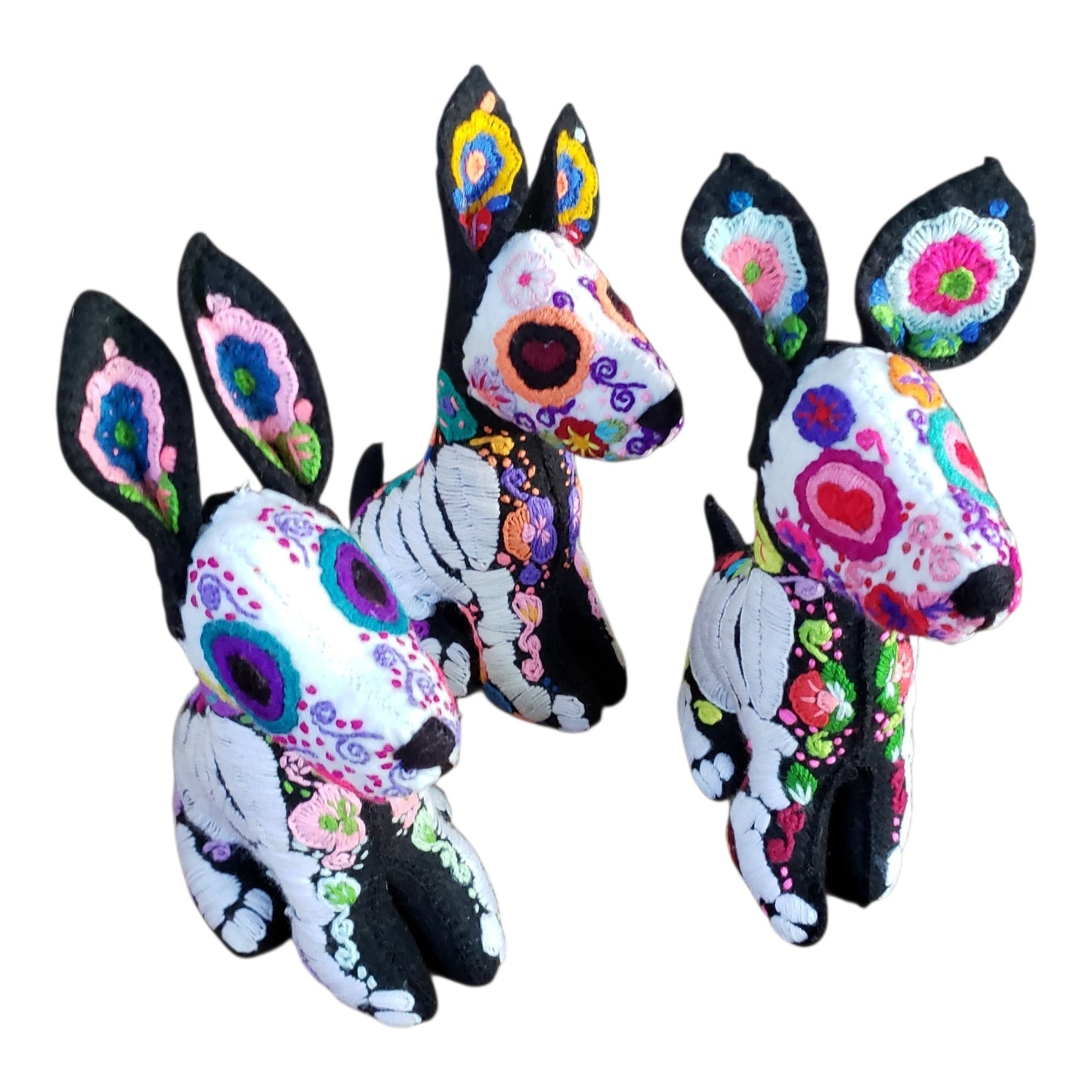 Dia de Muertos Felt Skeleton Sugar Skull Dog Xoloitzcuintli