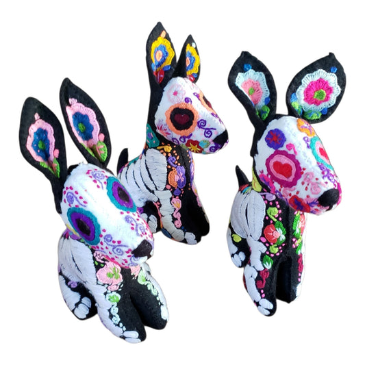 Dia de Muertos Felt Skeleton Sugar Skull Dog Xoloitzcuintli