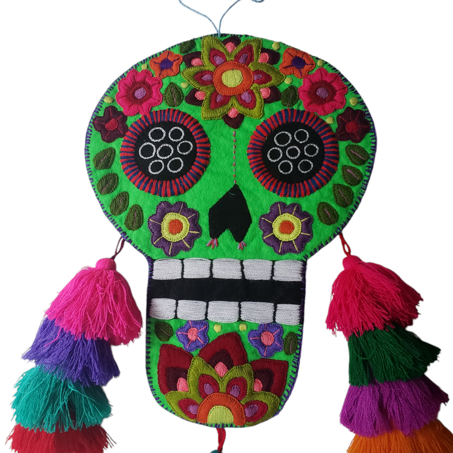 Sugar Skull Felt Pom Pom Wall Hanging