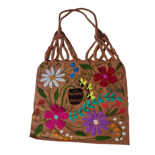 Embroidered Mexican Woven Tote Bag