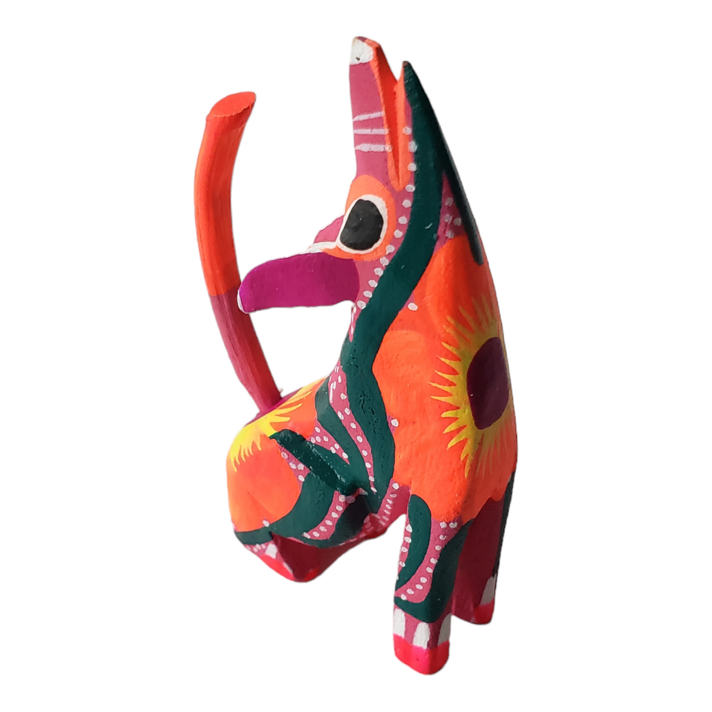 Oaxacan Alebrije Coyote Mini Wood Carving Mexican Hand Painted
