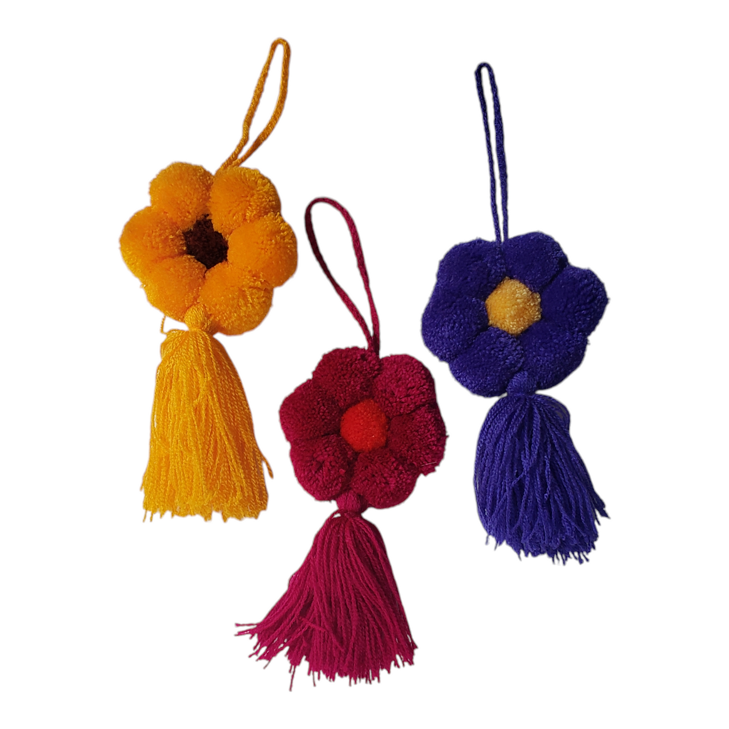 Floral Mexican Pom Pom Tassel Bag Charm