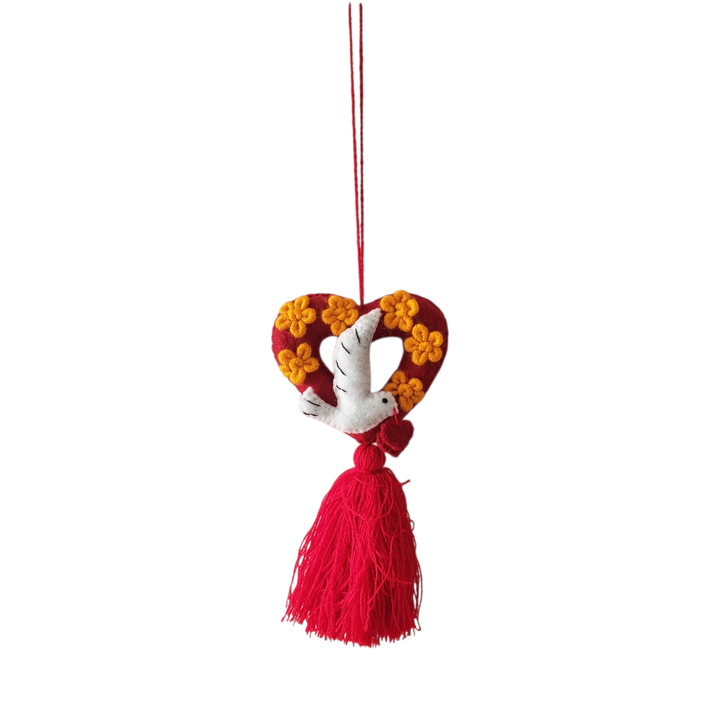 Felt Heart Dove Valentine's Day Ornament