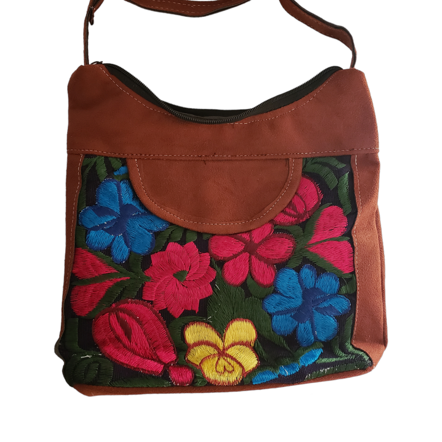 Mexican Embroidered Floral Leather Bag Shoulder Crossbody