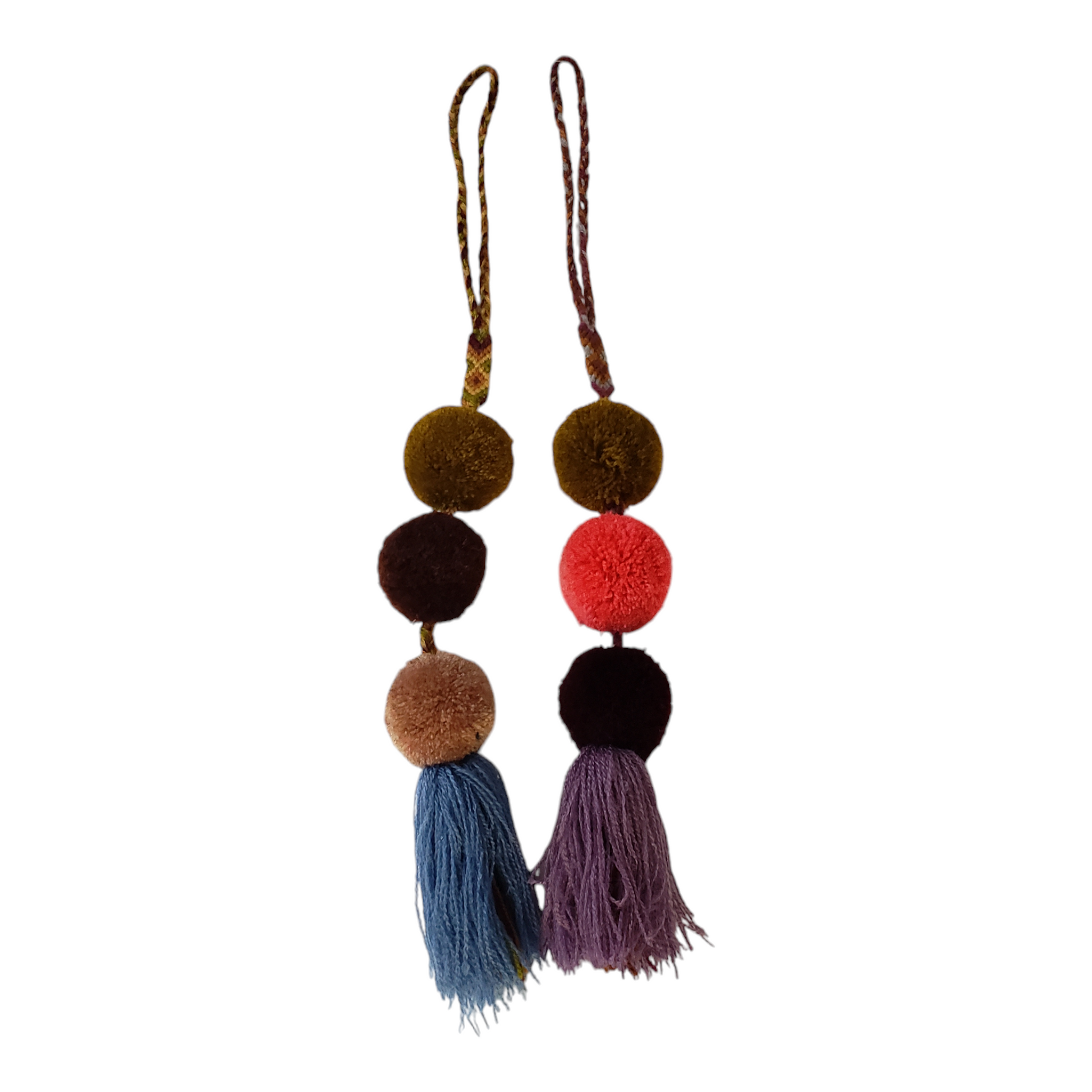 Mexican Pom Tassel Bag Charm Earth Tones The Little Pueblo