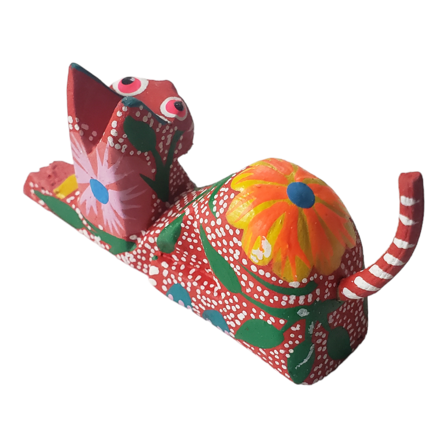 Oaxacan Alebrije Cat Mini Wood Carving Mexican Hand Painted