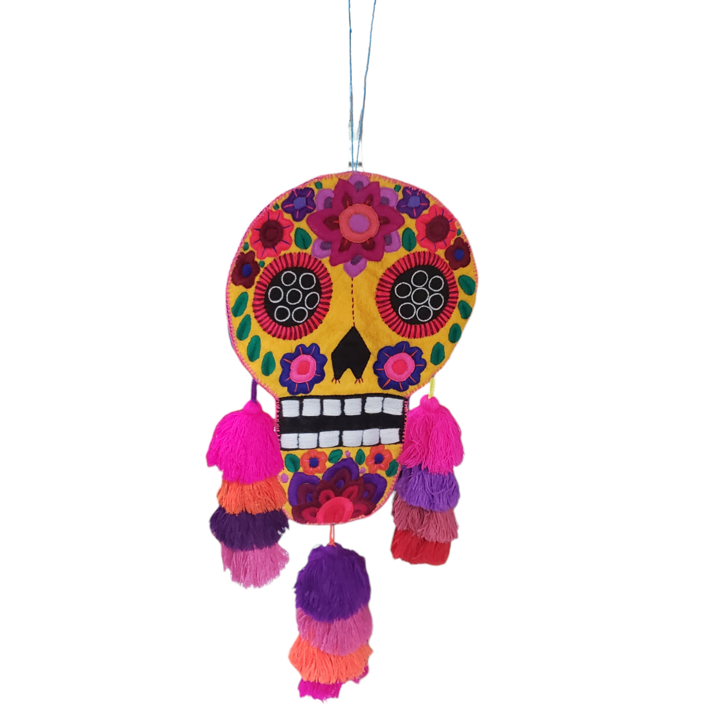 Sugar Skull Felt Pom Pom Wall Hanging