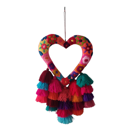 Heart Wall Decor with Tassel from Mexico