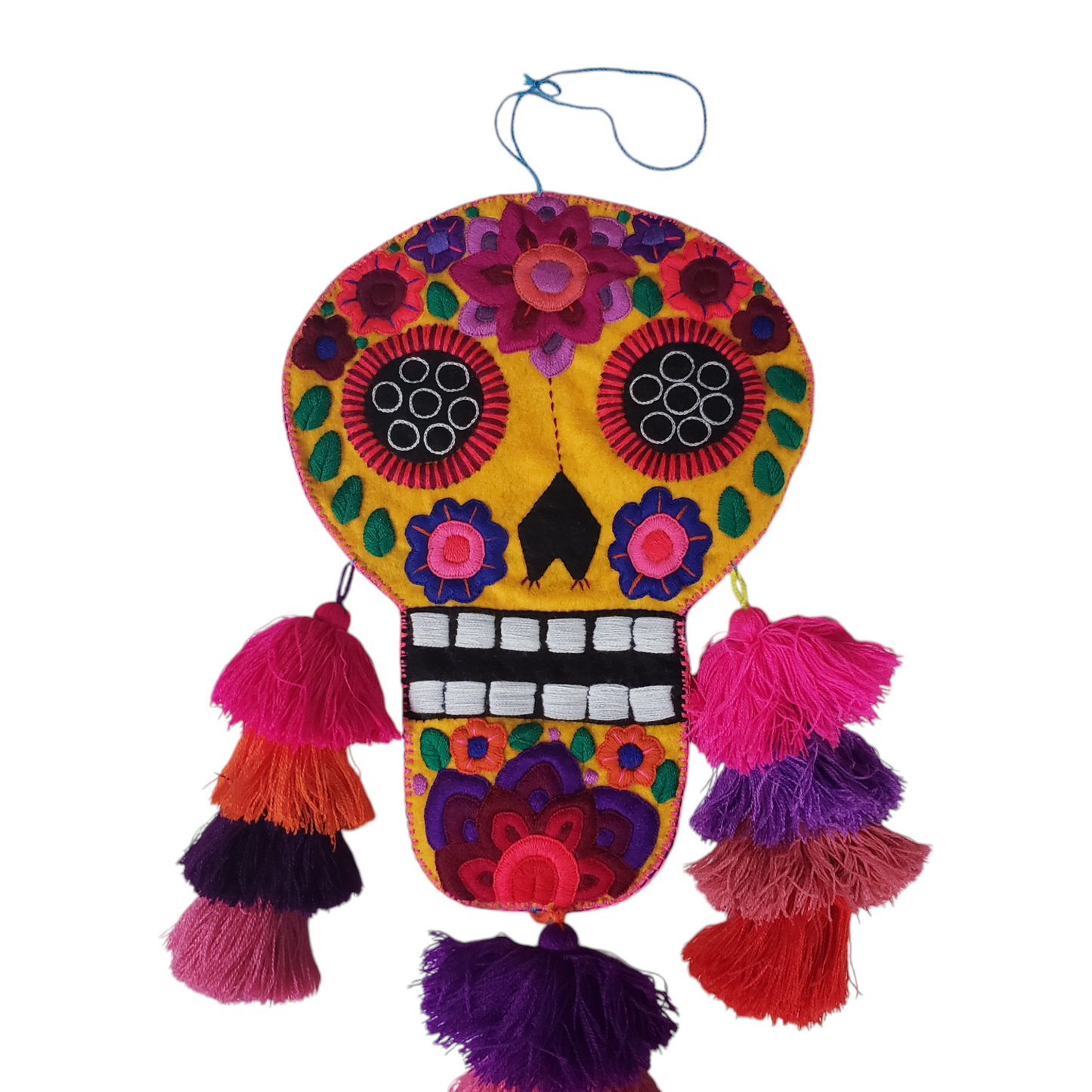 Sugar Skull Felt Pom Pom Wall Hanging