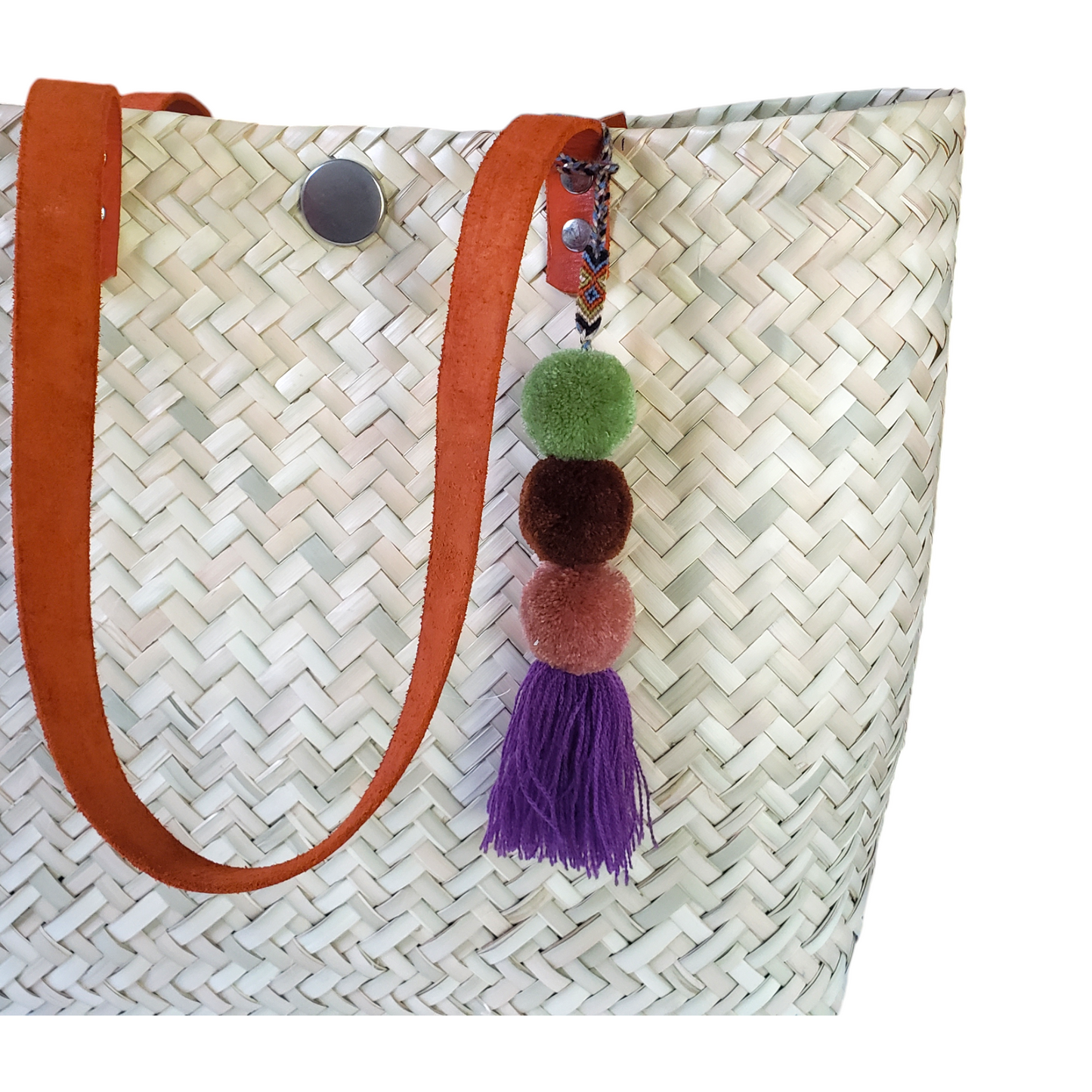 Mexican Pom Tassel Bag Charm Earth Tones