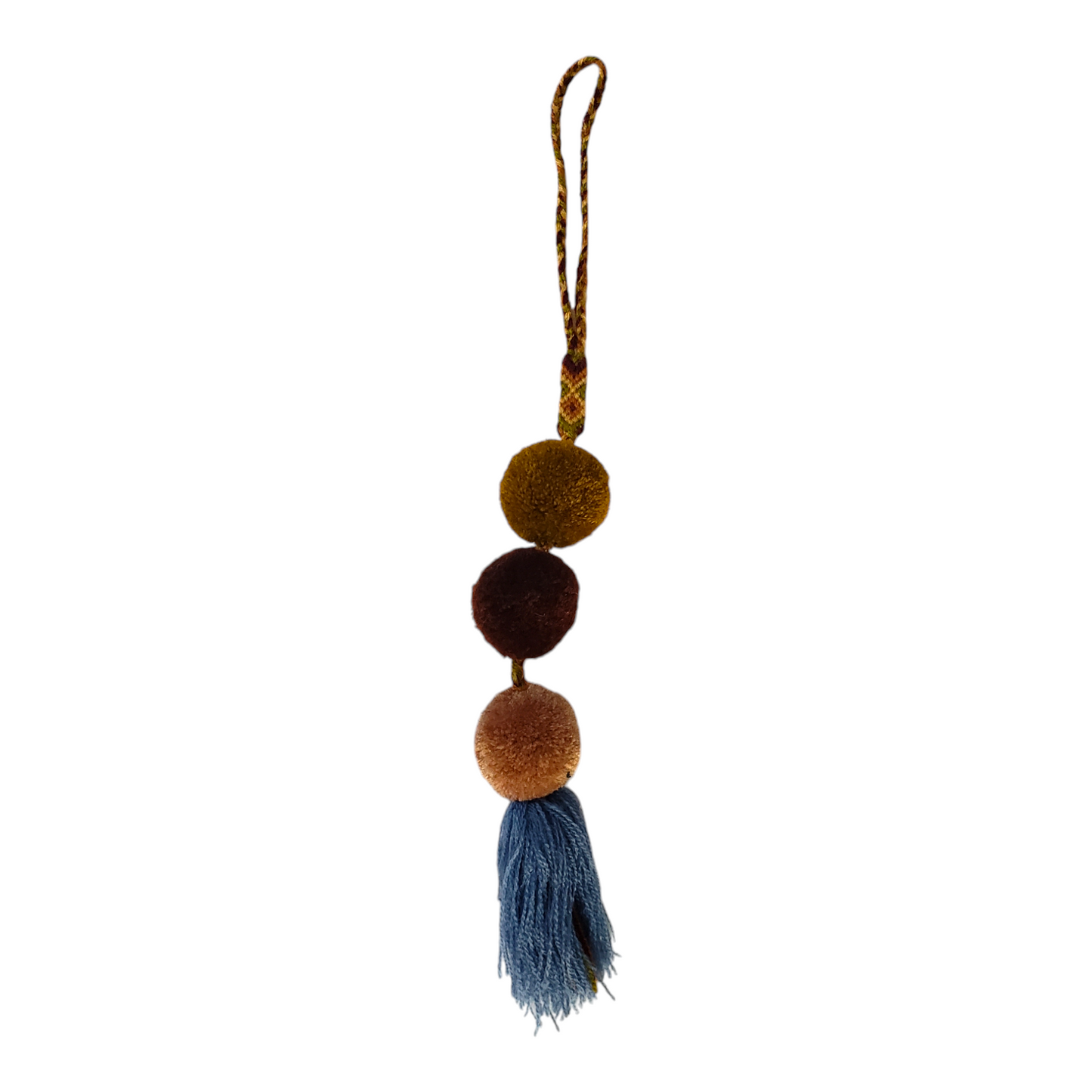 Mexican Pom Tassel Bag Charm Earth Tones