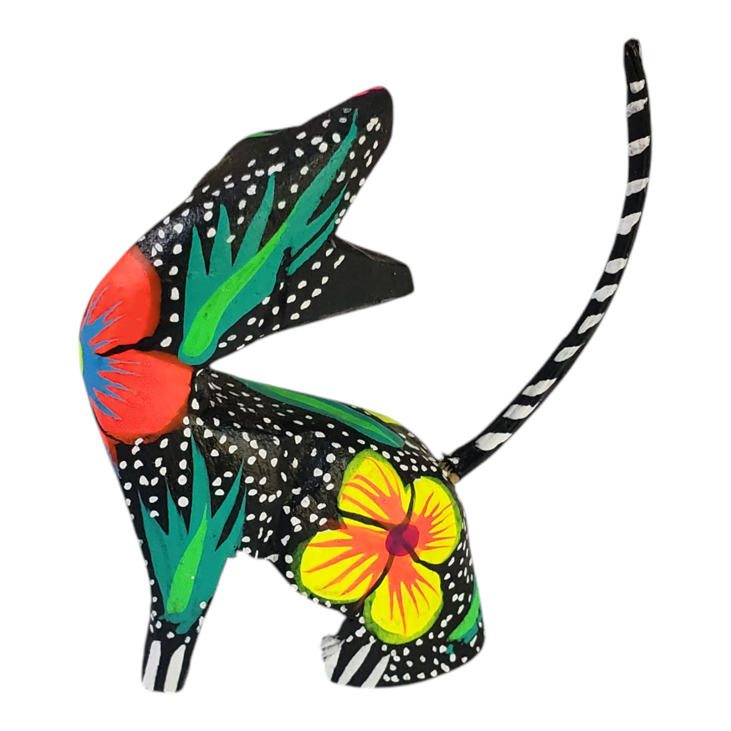 Oaxacan Alebrije Cat Mini Wood Carving Mexican Hand Painted